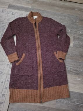Linea by Louis Dell'Olio Two-Tone Maroon and Rust Zip Cardigan